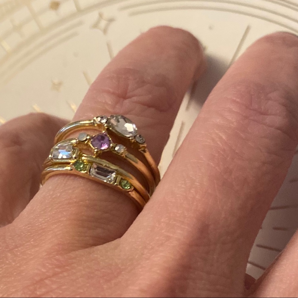 The Glam Squad gold plated delicate rings stack w color stones - Picture 2 of 9